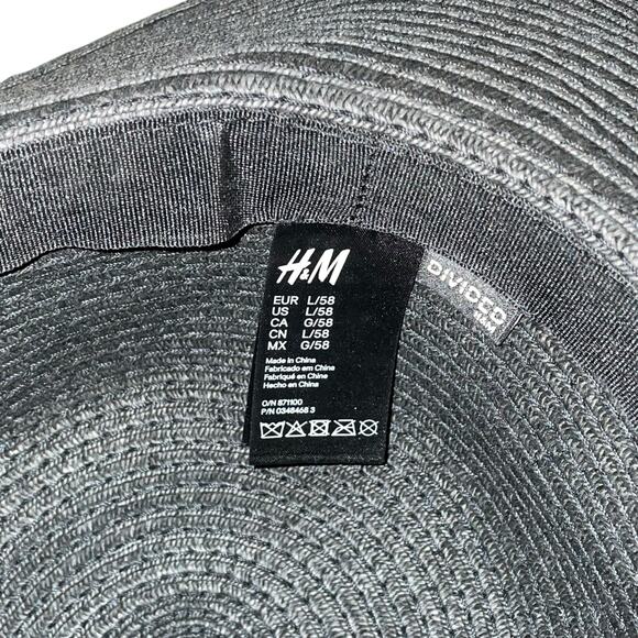 H&M Divided Straw Floppy Sun Hat Large 58 Wide Brim 3.5" Beach Holiday Travel - Picture 10 of 13